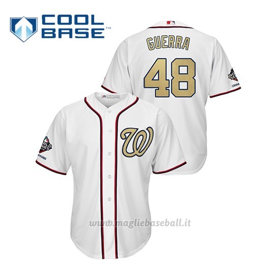 Maglia Baseball Uomo Washington Nationals 48 Javy Guerra 2019 Gold Program Cool Base Bianco